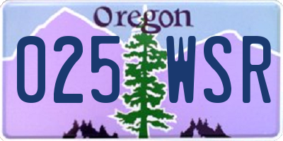 OR license plate 025WSR