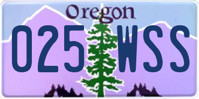 OR license plate 025WSS