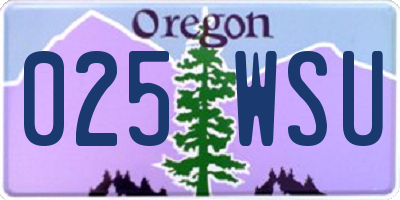 OR license plate 025WSU