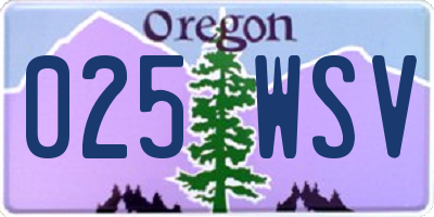 OR license plate 025WSV