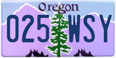 OR license plate 025WSY