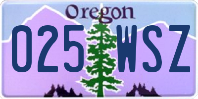 OR license plate 025WSZ