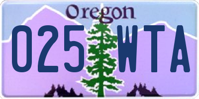 OR license plate 025WTA