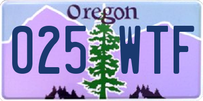 OR license plate 025WTF