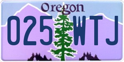 OR license plate 025WTJ