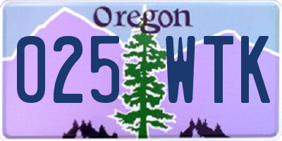 OR license plate 025WTK
