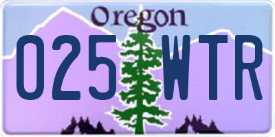 OR license plate 025WTR