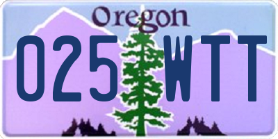 OR license plate 025WTT