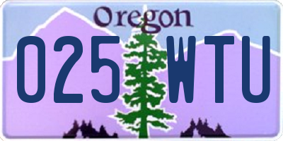 OR license plate 025WTU