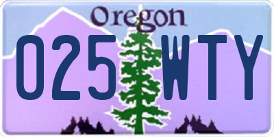 OR license plate 025WTY