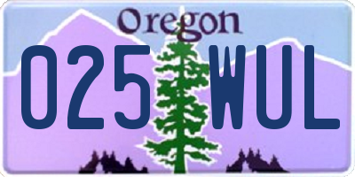 OR license plate 025WUL