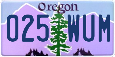 OR license plate 025WUM