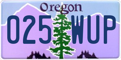 OR license plate 025WUP