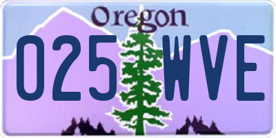 OR license plate 025WVE