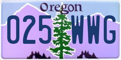OR license plate 025WWG