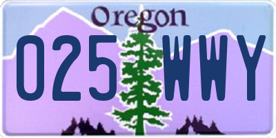 OR license plate 025WWY