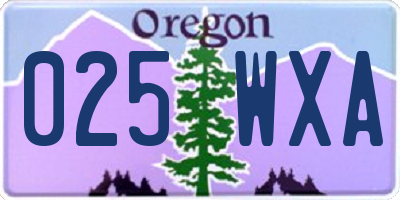 OR license plate 025WXA