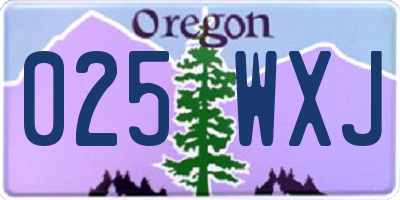 OR license plate 025WXJ