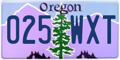 OR license plate 025WXT