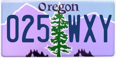 OR license plate 025WXY