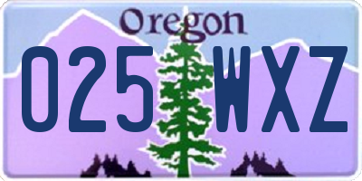 OR license plate 025WXZ