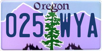 OR license plate 025WYA