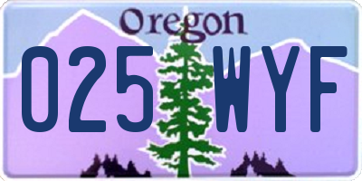 OR license plate 025WYF