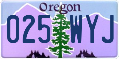 OR license plate 025WYJ