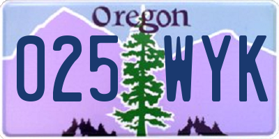 OR license plate 025WYK