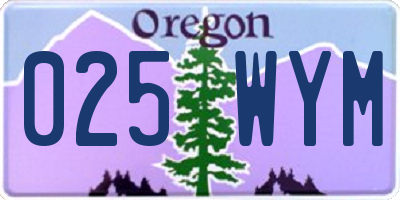 OR license plate 025WYM
