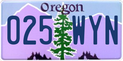 OR license plate 025WYN