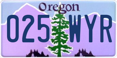 OR license plate 025WYR