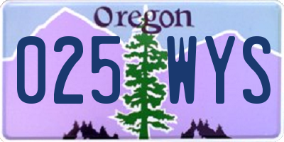 OR license plate 025WYS