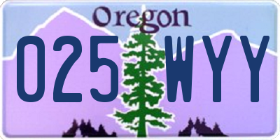 OR license plate 025WYY