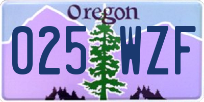 OR license plate 025WZF