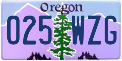 OR license plate 025WZG