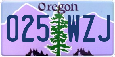 OR license plate 025WZJ