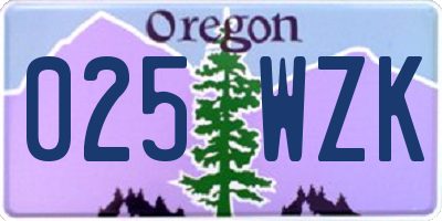 OR license plate 025WZK