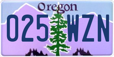 OR license plate 025WZN