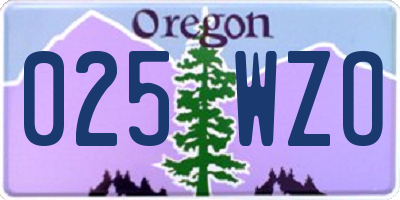 OR license plate 025WZO
