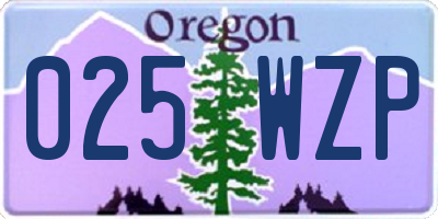 OR license plate 025WZP