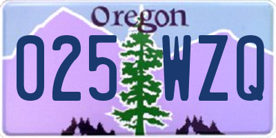 OR license plate 025WZQ