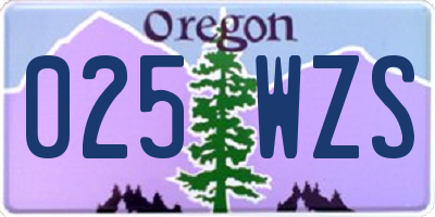 OR license plate 025WZS