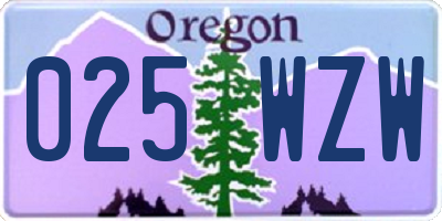 OR license plate 025WZW