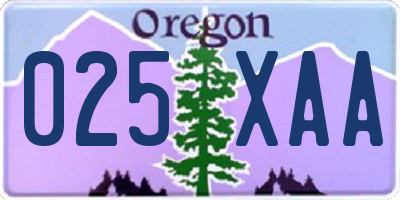 OR license plate 025XAA