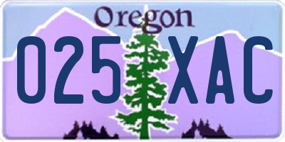 OR license plate 025XAC