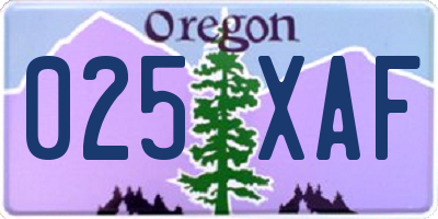 OR license plate 025XAF
