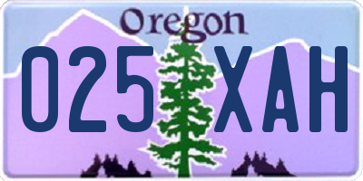 OR license plate 025XAH