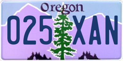 OR license plate 025XAN