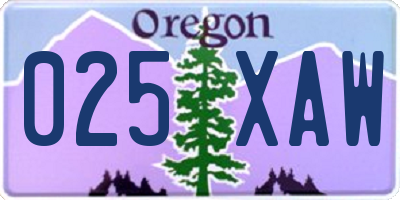 OR license plate 025XAW